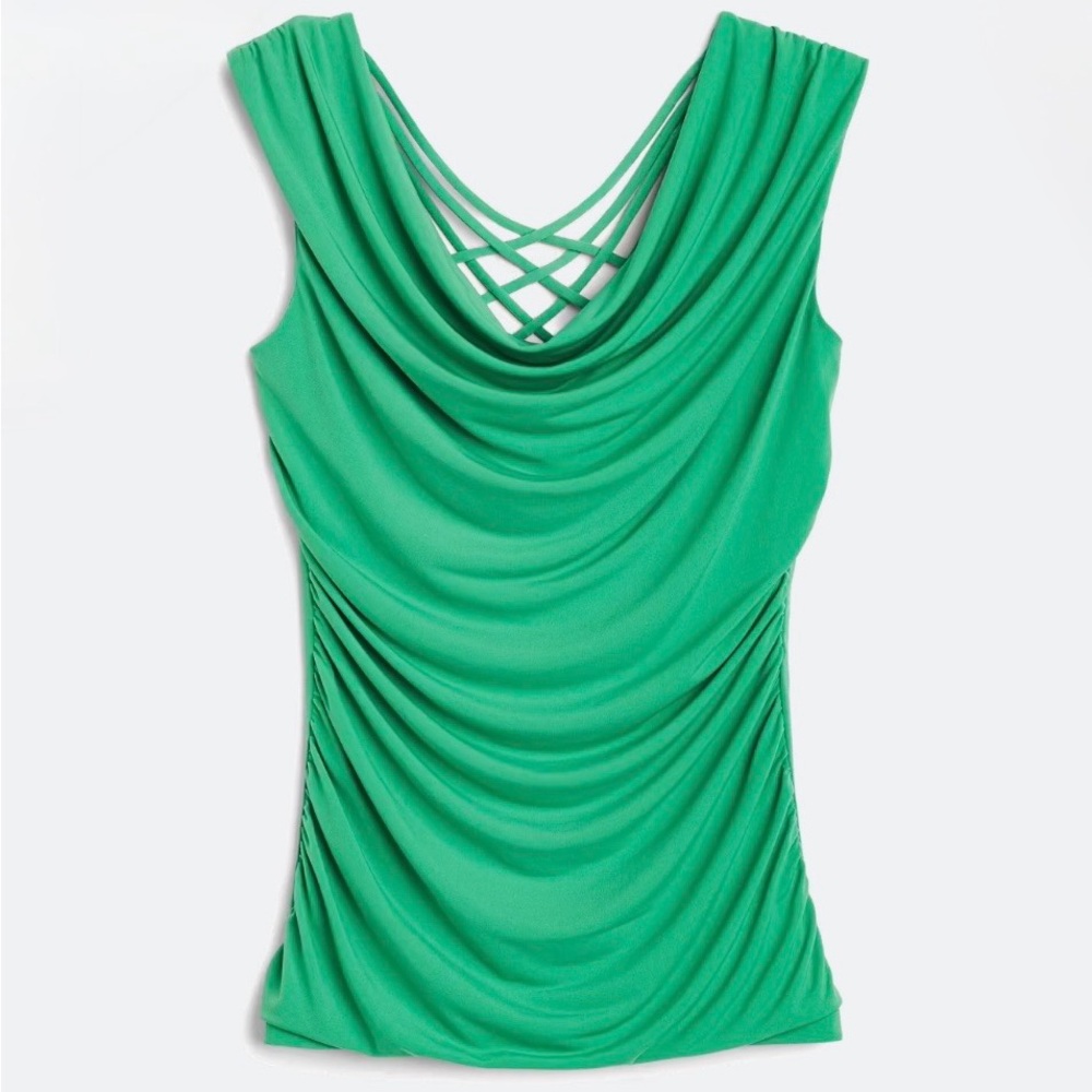 Chic Green Draped Women's Blouse